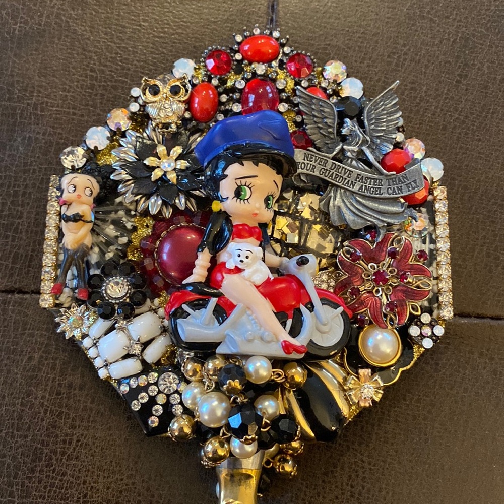 Betty Boop “Never drive faster than your guardian angel can fly”. Hand Mirror 5”